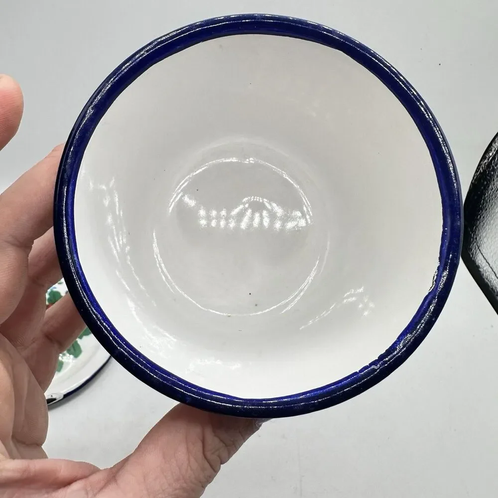 Vintage Mini Floral Enamel Pot Trinket Dish Roses Retro Kitsch Decor - Picture 8 of 13